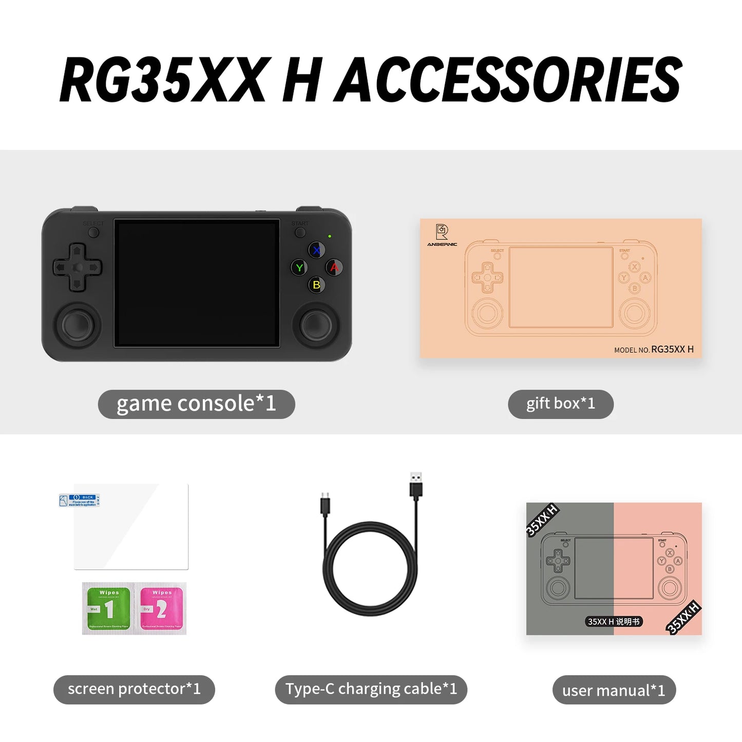RG35XX H Handheld Game Console Portable Playing Video Games 3.5 Inch IPS Screen 640*480 Screen Video Game Player Machine 64G