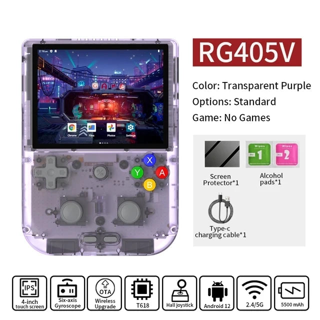 RG405V Video Handheld Game Console 4" IPS HD Touch Screen Android 12 System T618 64-bit Wifi Portable Retro Game Player