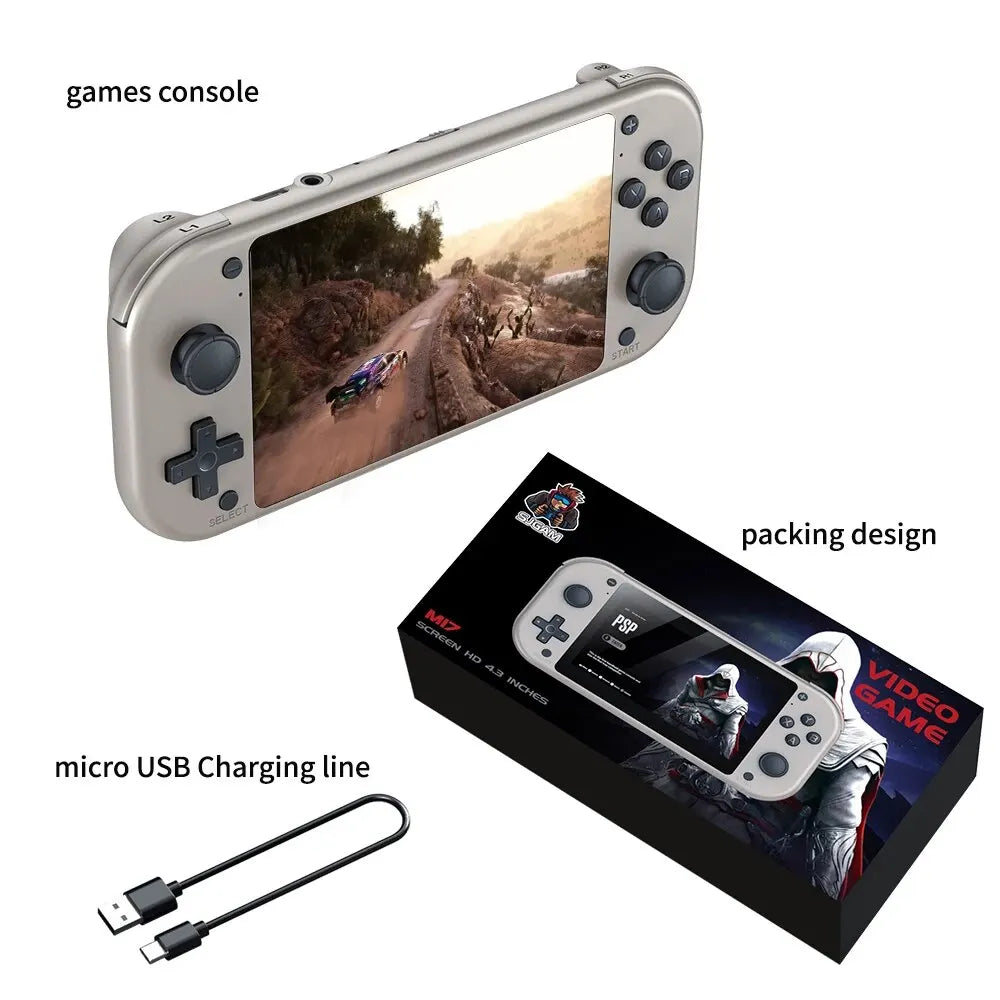 M17 Retro Handheld Video Game Console Open Source Linux System 4.3 Inch IPS Screen Portable Pocket Video Player for PSP