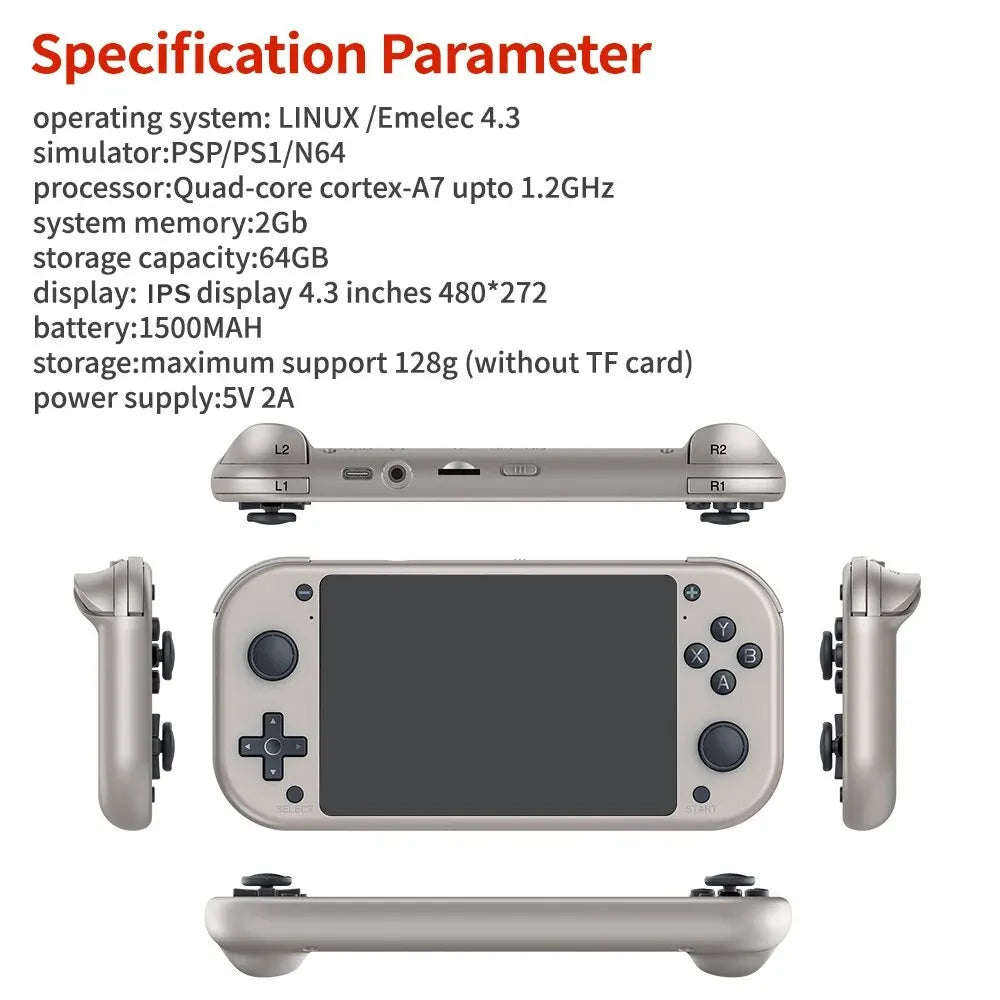 M17 Retro Handheld Video Game Console Open Source Linux System 4.3 Inch IPS Screen Portable Pocket Video Player for PSP