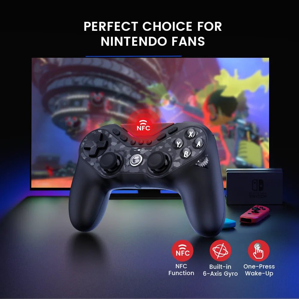 GameSir Tarantula Pro Switch controller wireless gamepad with 9 mappable buttons, 6-axis gyroscope, Hall Effect triggers and NFC