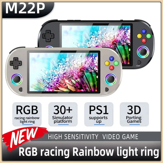 M22pro Classic Retro Game Console 5.0 inch HD 1920*1080 IPS display supports LINUX/Emelec 4.3 for PS1 gaming video player