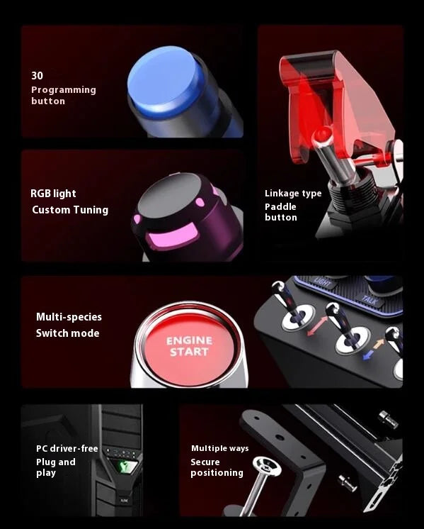 PXN CB1 Racing Simulator Multifunctional Key Control Box Central Control Box RGB EURO Truck Simulator Racing Custom Game Gift
