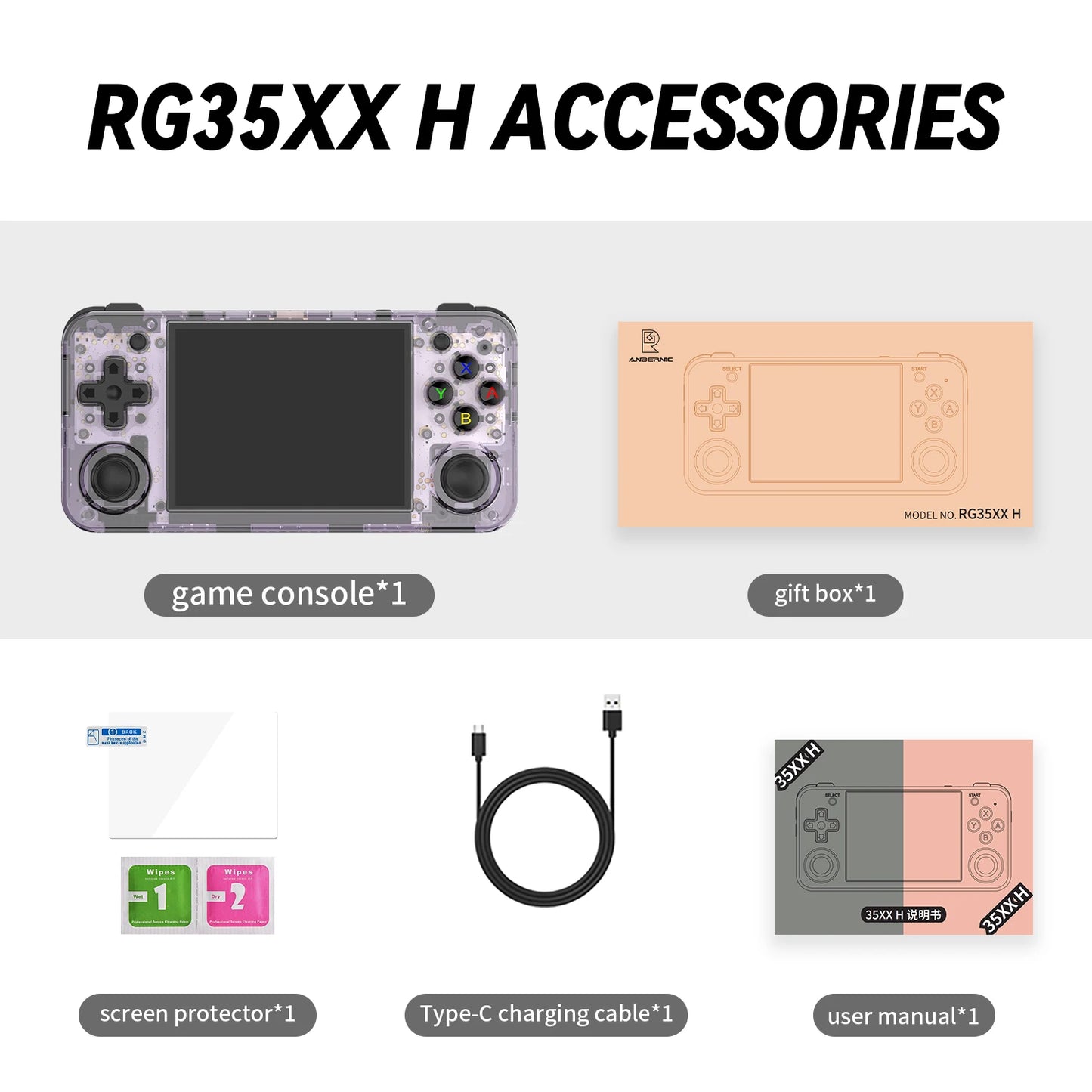 RG35XX H Handheld Game Console Portable Playing Video Games 3.5 Inch IPS Screen 640*480 Screen Video Game Player Machine 64G