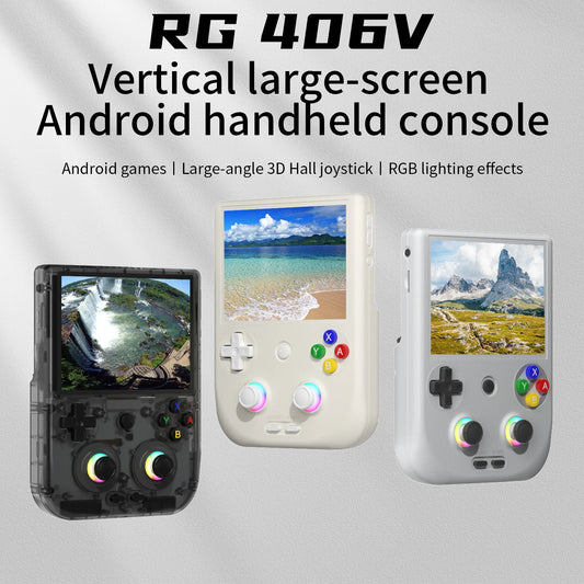 RG406V Handheld Game Console 4’’ IPS Touch Screen Android 13 Unisoc T820 64-bit Game Player 5500mAh RGB lighting