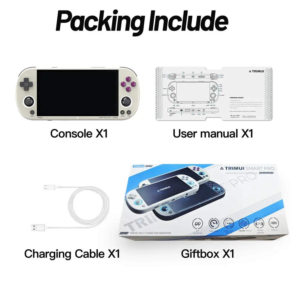 Trimui Smart Pro Handheld Game Console 4.96''IPS Screen Linux System Joystick RGB Lighting Smartpro Retro Video Game Kid's Gifts