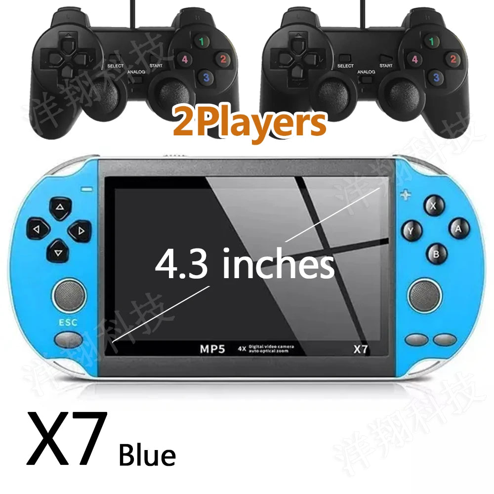 X7 4.3inch Retro Handheld Game Player Built-in Games Classic Game Portable Console Audio Video Game Console AV Output Kids Gift
