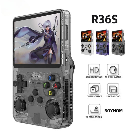 R36S Retro Handheld Video Game Console Linux System 3.5 Inch IPS Screen R35s Pro Portable Pocket Video Player 64GB Games